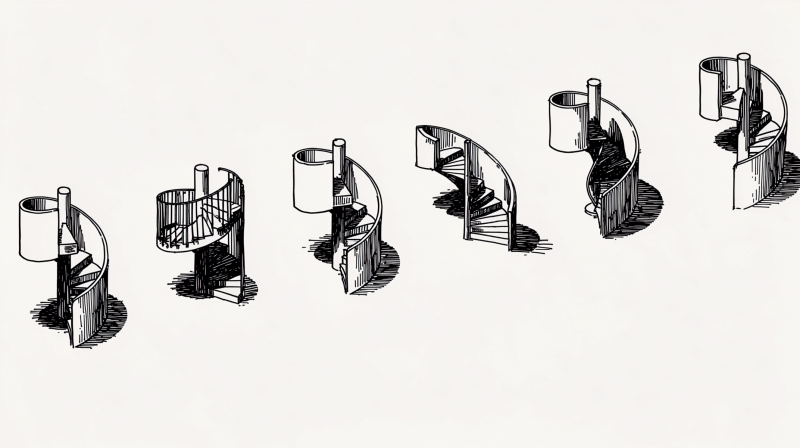 esquisse escalier helicoidail