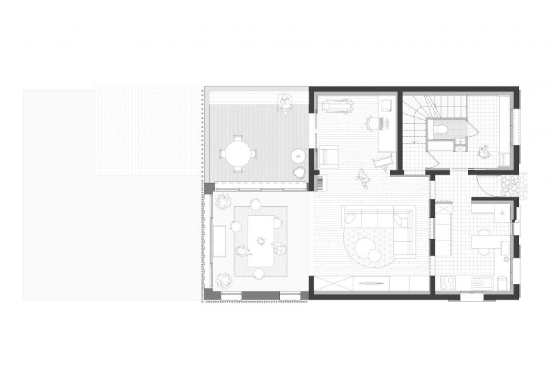 vue en plan de l'extension renovation à batz sur mer plage valentin