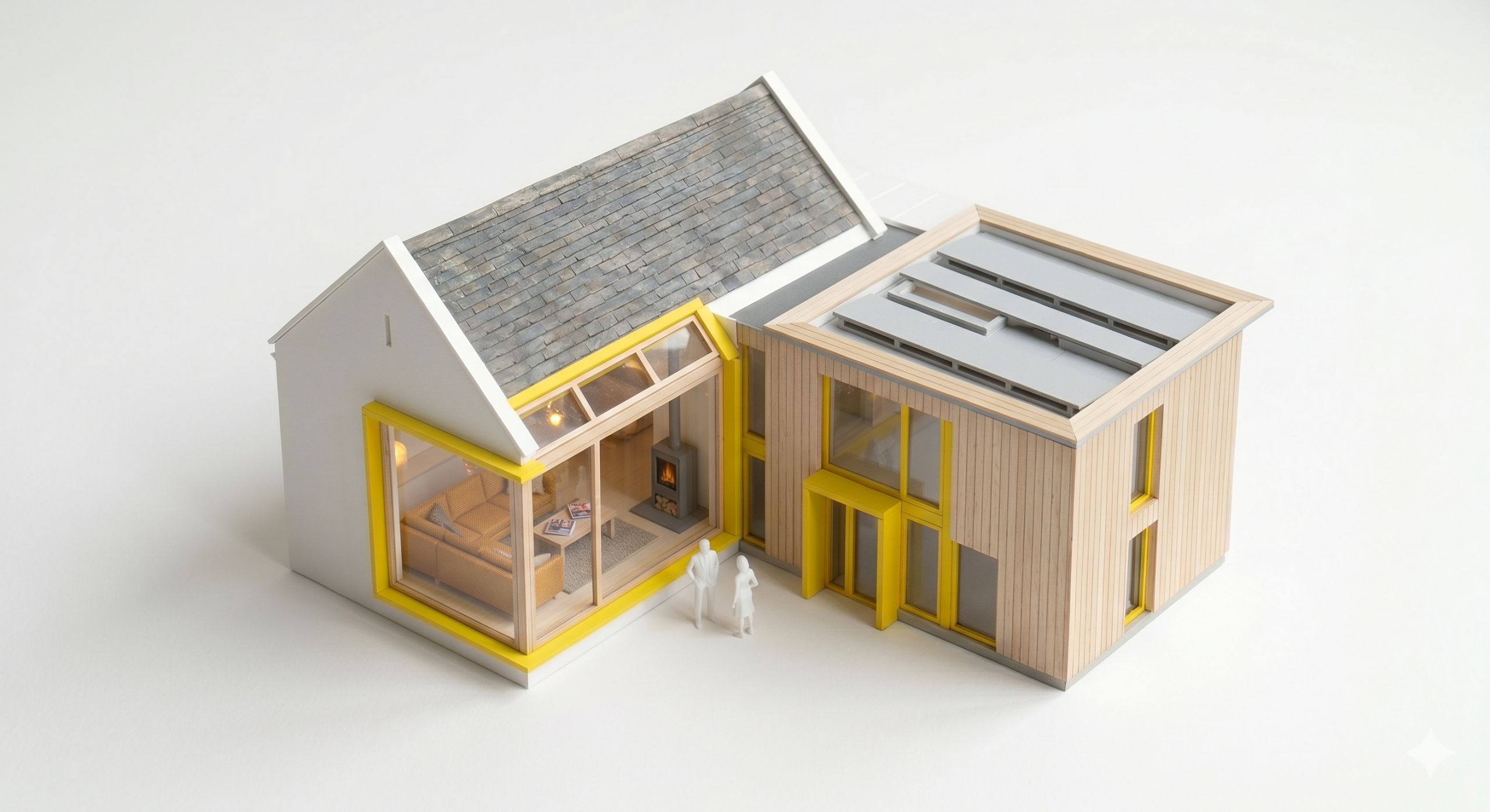 Agrandir sa maison : extension contemporaine accolée à une maison ancienne de la presqu'île