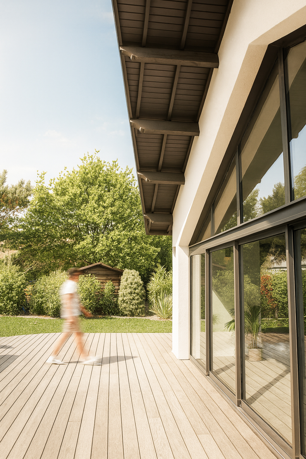 Détail bardage bois et menuiseries — La Baule Détail du bardage bois et des menuiseries de la maison contemporaine à La Baule