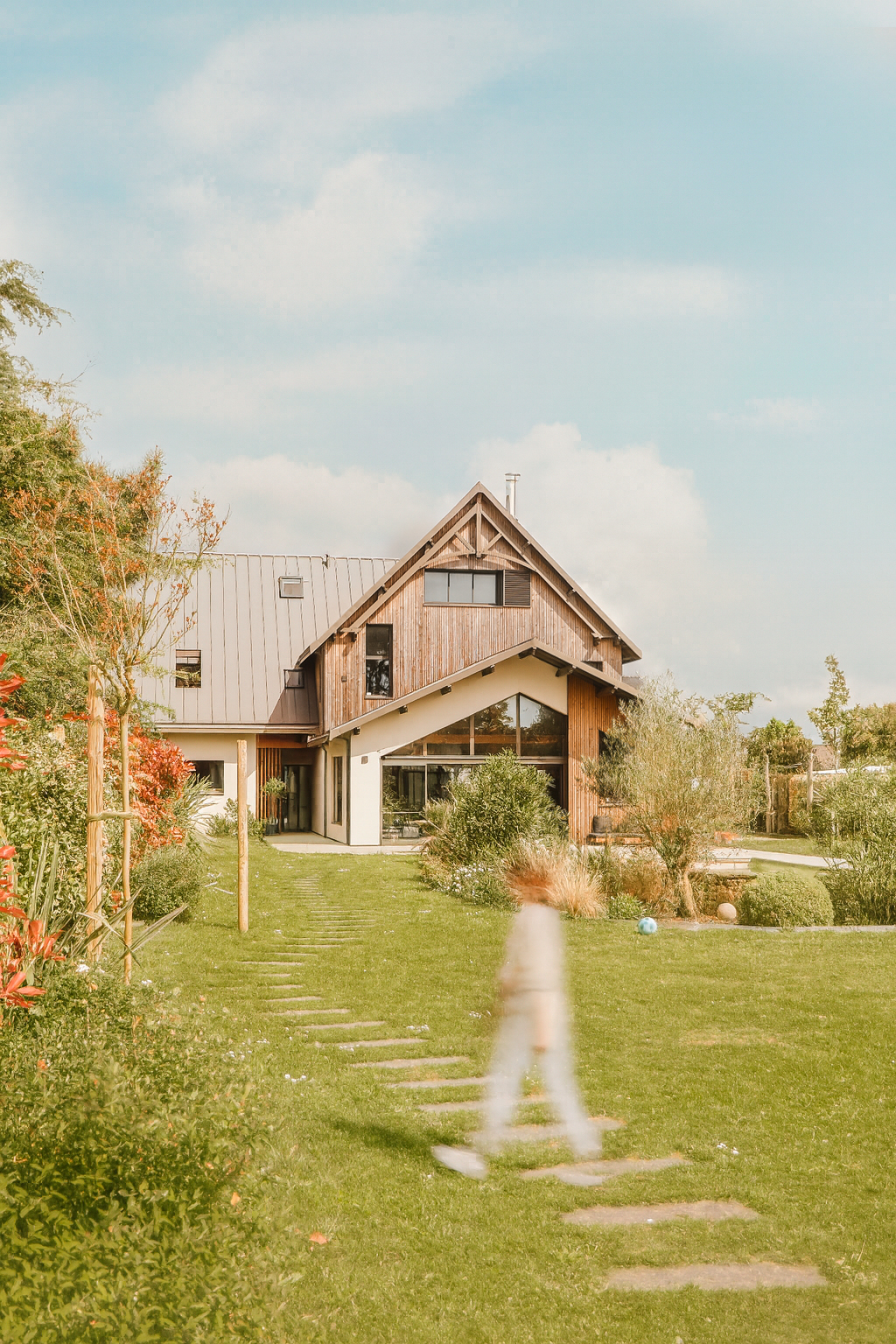 Intérieur — maison ossature bois, architecte La Baule Espace de vie de la maison ossature bois, le cocon devient nid, La Baule