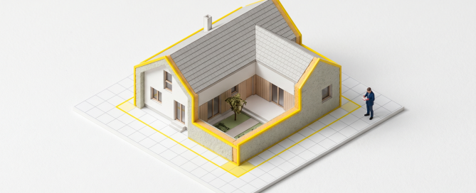 Transformer un garage en pièce habitable : maquette d'un garage converti avec grande baie vitrée