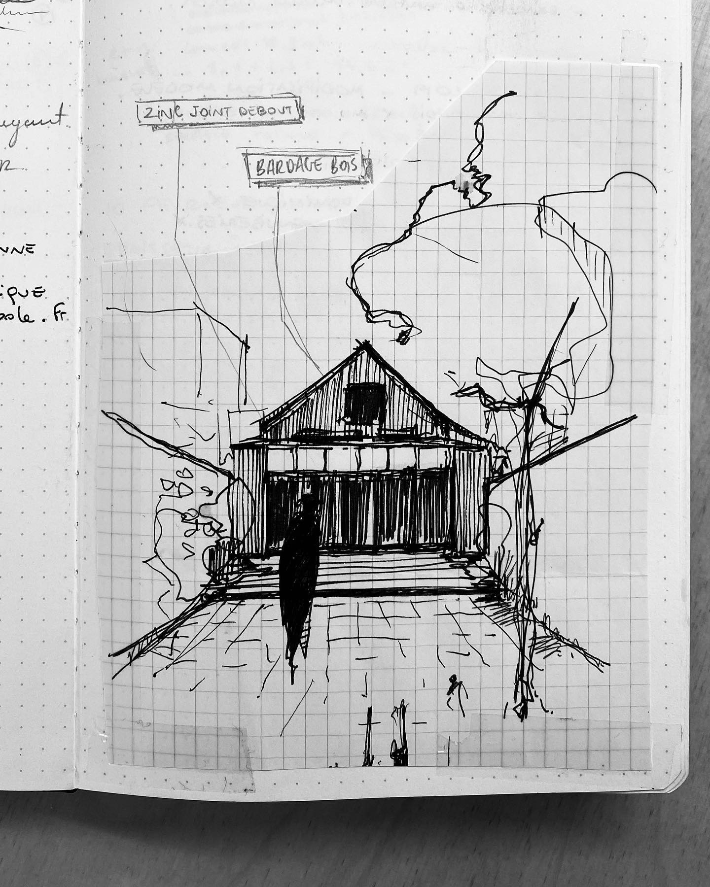 Croquis d'esquisse du projet d'extension et de rénovation d'une maison de ville à Guérande