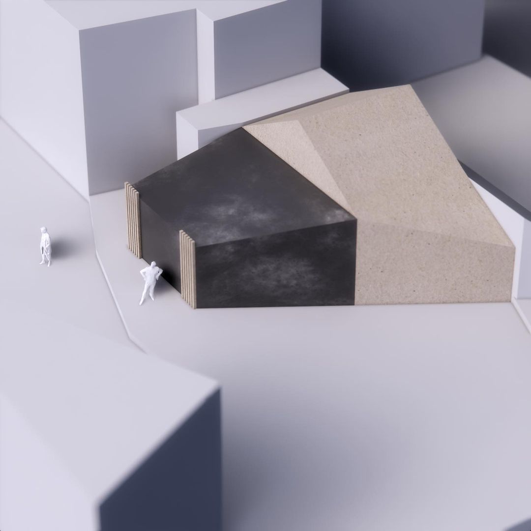 Maquette d'architecte de l'extension en zinc et bois, étude de la façade unique, maison à Guérande