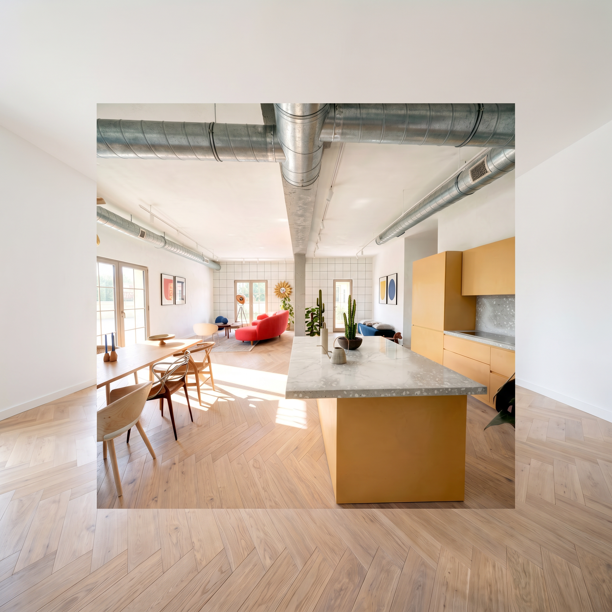 Enfilade cuisine-séjour décloisonnée, rénovation intérieure à Pornichet